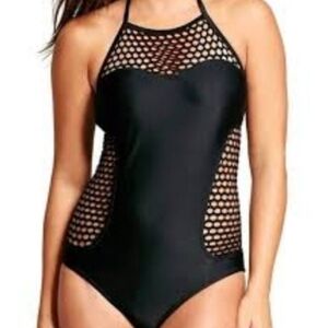 MASSIMO , BLACK MESH ONE-PIECE SWIMSUIT, SIZE LARGE